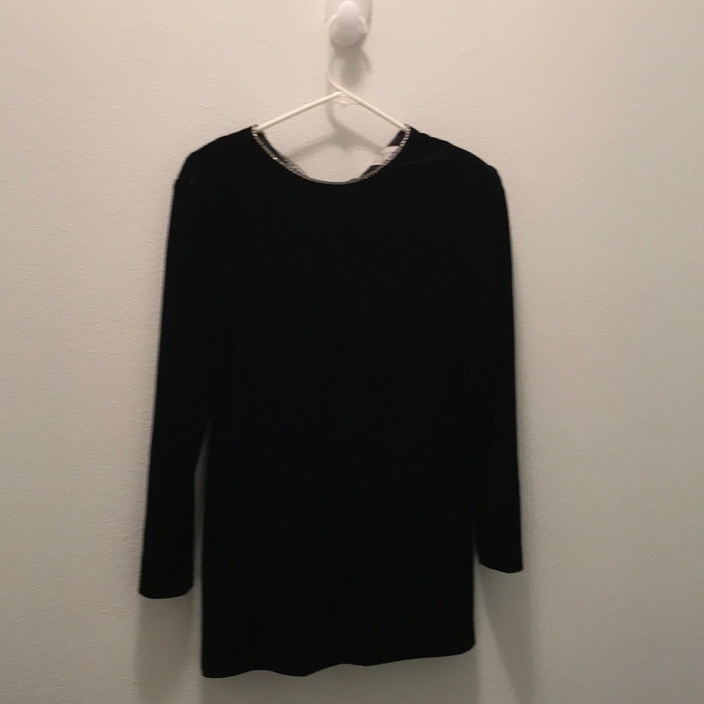 J. R. Nights black velvet & crystal dress.